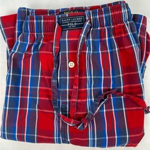 Polo Ralph Lauren Sleepwear Plaid Men's Red\Blue Cotton Drawstring Pants Size XL